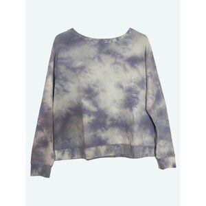 Splendid Tie-Dye Lilac & White Long Sleeve Waffle Knit Sweatshirt Cotton Blend S